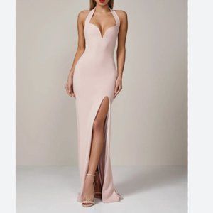 Nookie halter neck Madonna Gown in pink blush; Size Medium fits like a 4